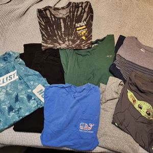 Mens hollister no fade jeans slim pull on medium with collection of shirts